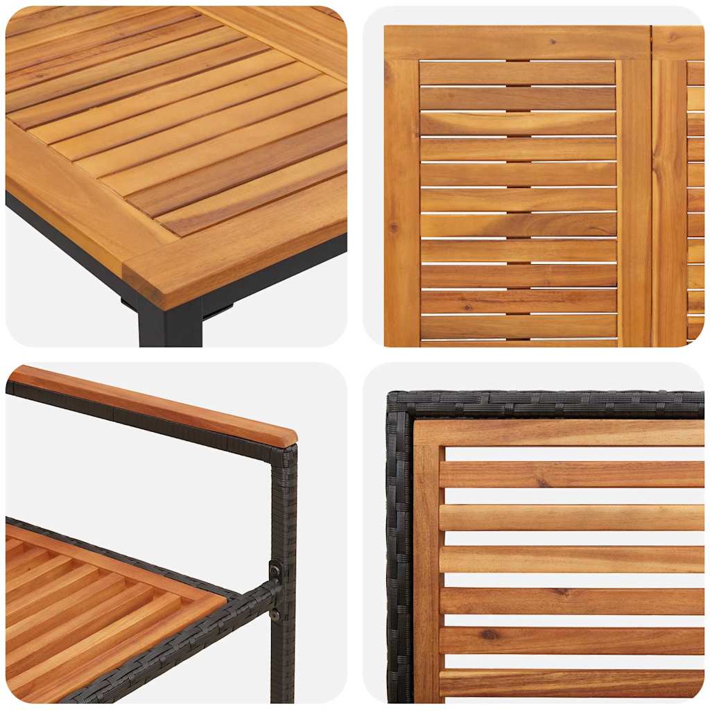 Garten Essgruppe 7 pcs Schwarz und Holz 180 x 90 x 75 cm